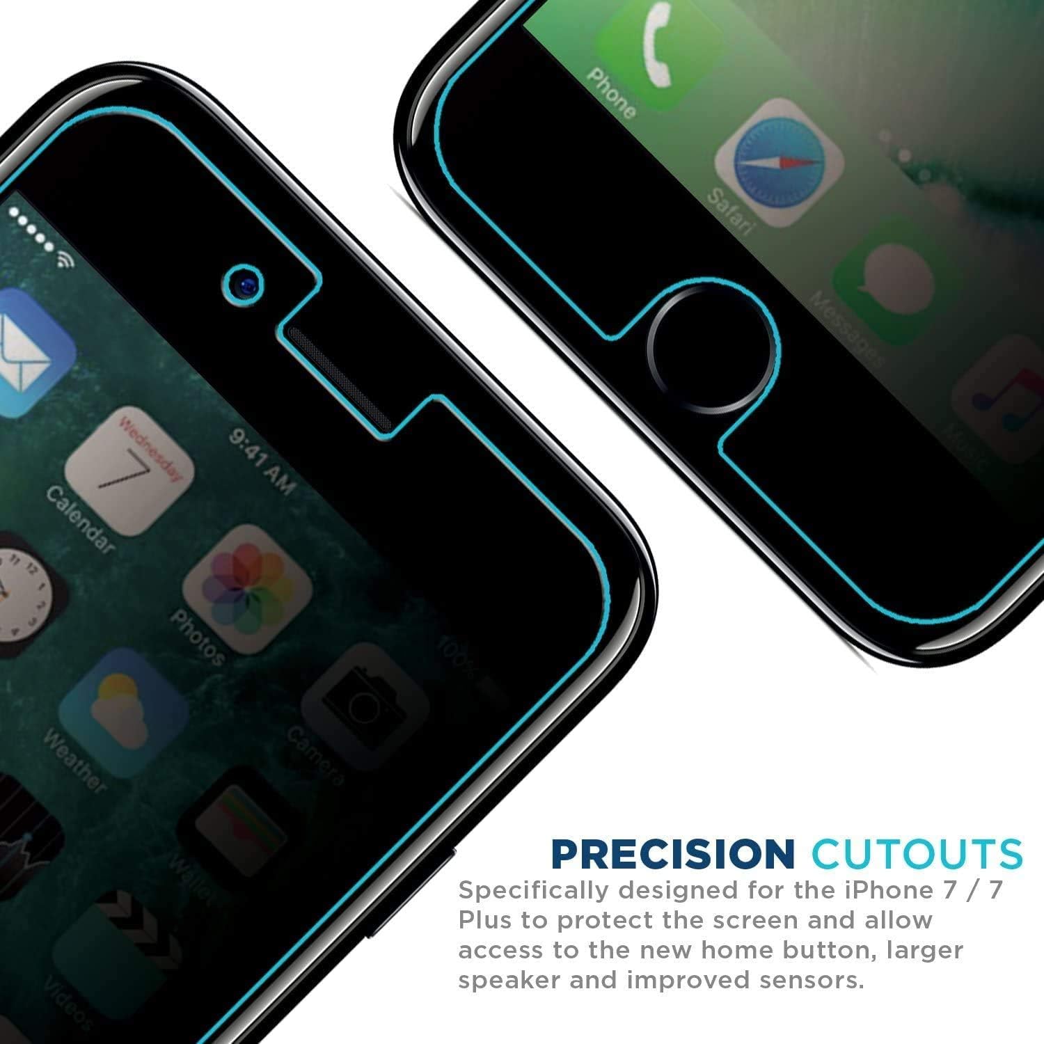 Tech Armor Privacy Ballistic Glass Screen Protector Designed for Apple iPhone 7 Plus and iPhone 8 Plus 5.5 Inch 1 Pack Tempered Glass