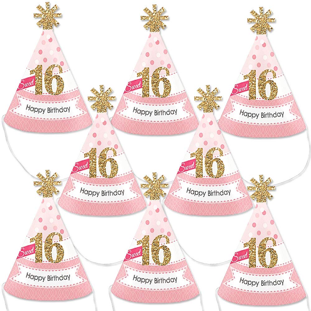 Mini Cone 16th Birthday Party Hats 