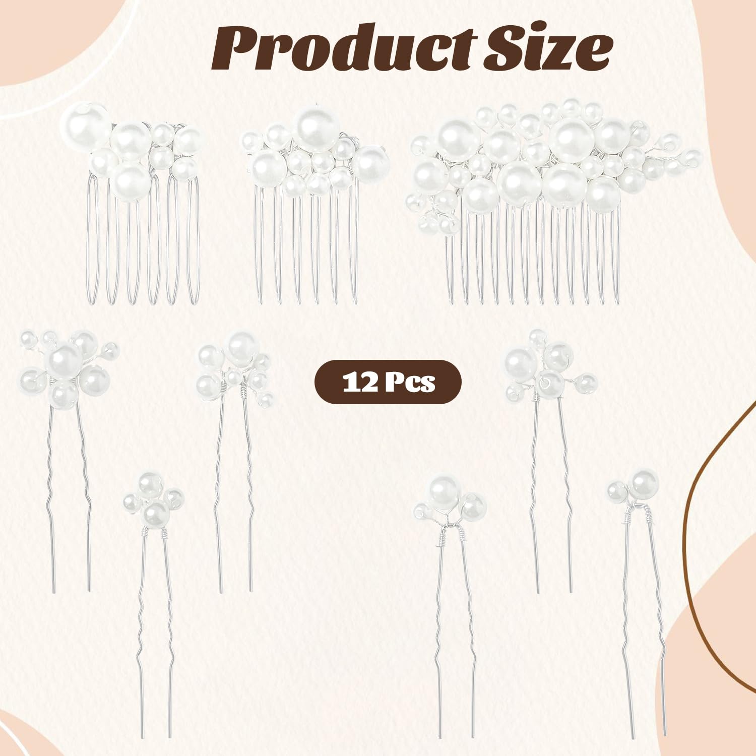 13 Pcs Pearl Hair Pins, Bridal Hair Accessories for Women Elegant Wedding Hair Accessories with Pearls - Image 3