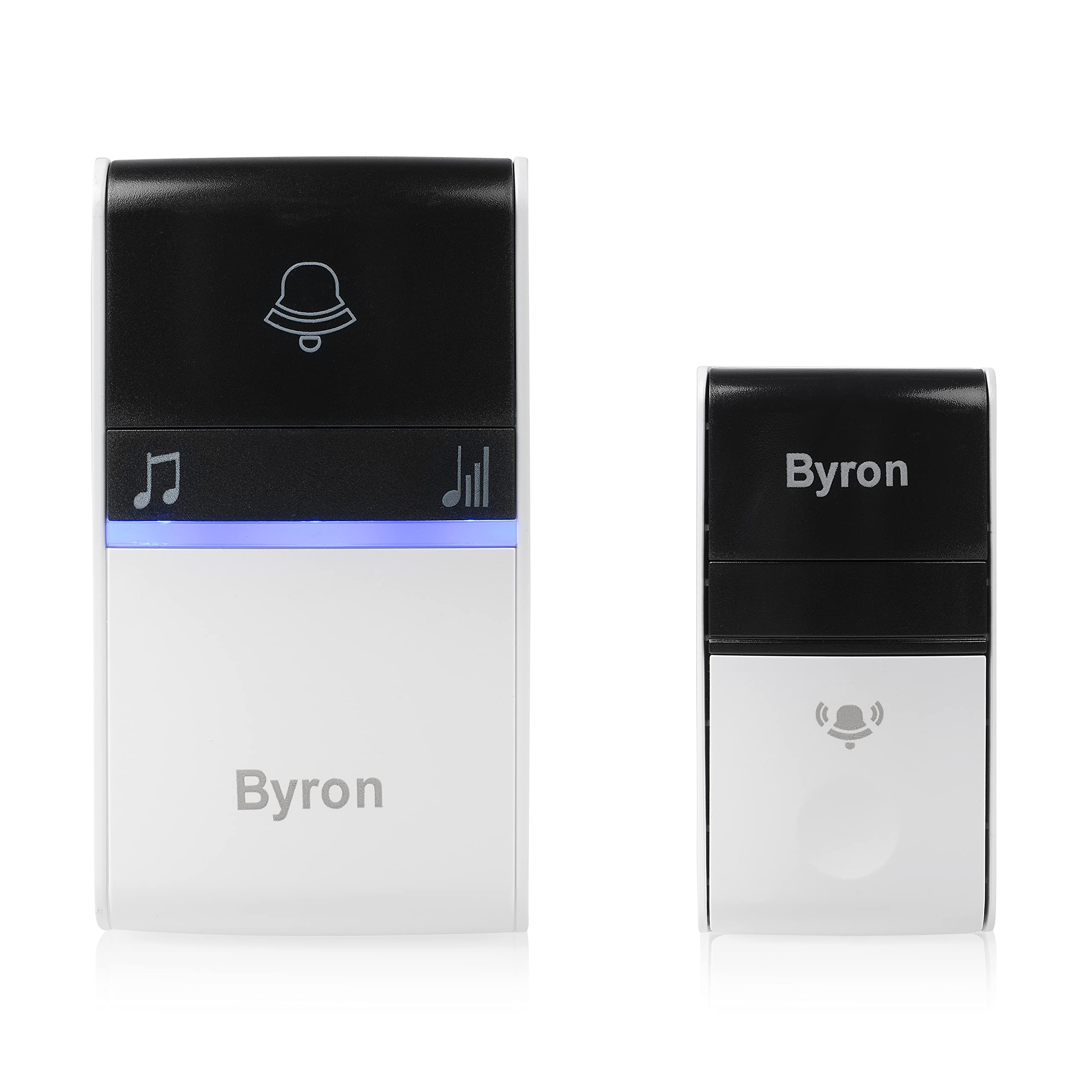 Byron DBY-23412UK Ensemble de sonnette portable sans fil, portée de 100 m, 16 mélodies Blanc