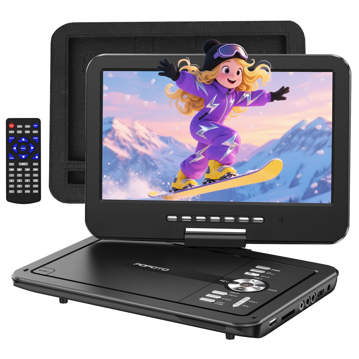 12.5" Portable DVD Player with 10.5" HD Swivel Screen, 6-Hour Battery Life, Car DVD Player with Dual Speakers, Supports CD/DVD/USB/SD Card, Include Car Headrest Mount and Remote Control