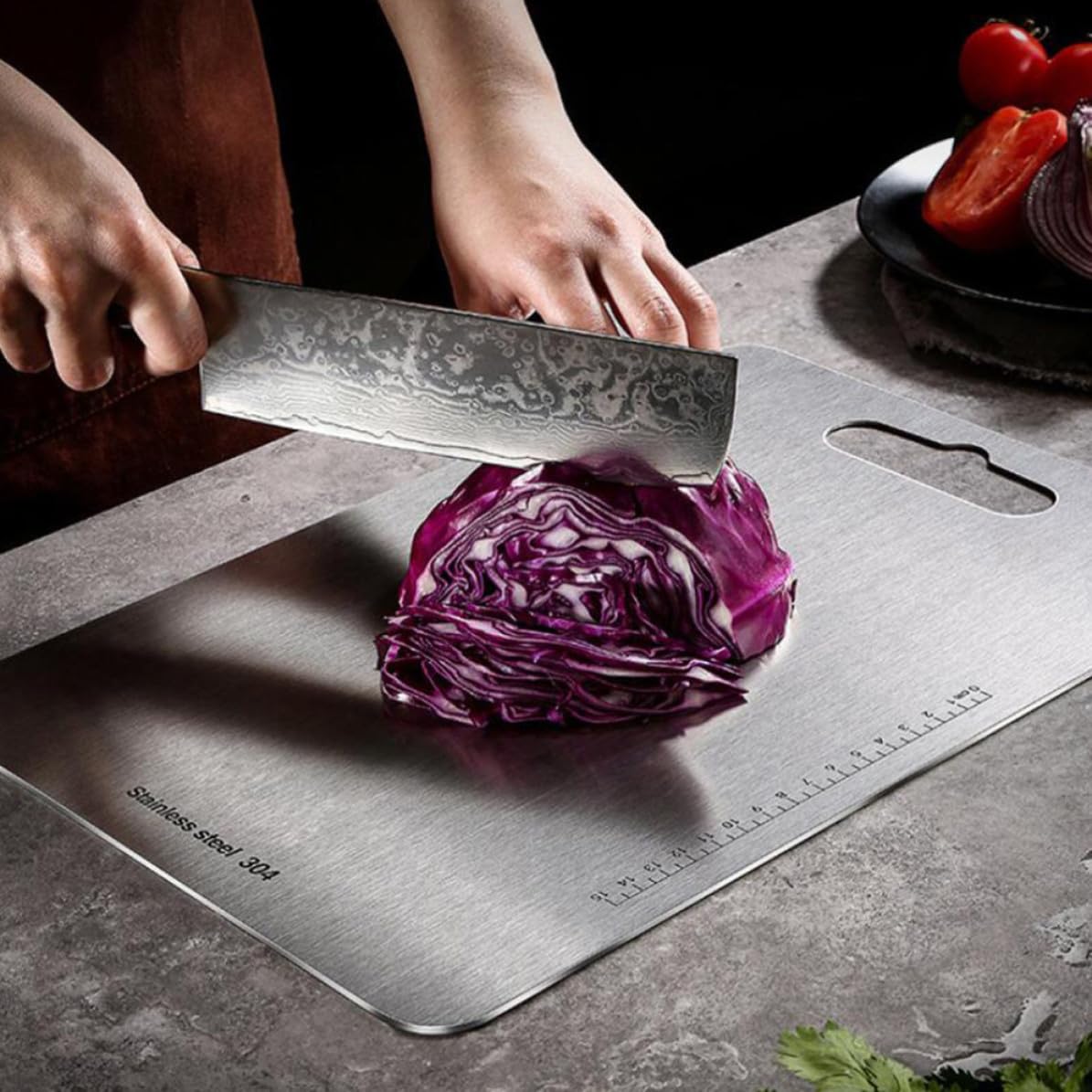 Tagliere da Cucina in Acciaio Inox Rettangolare Reversibile