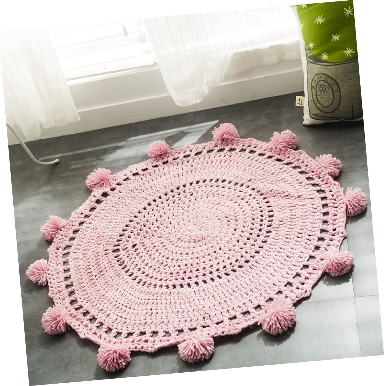 Round Mat Cozy Carpet for Floor Slip Rug Elegant Decor for Nursery Bedroom Sitting