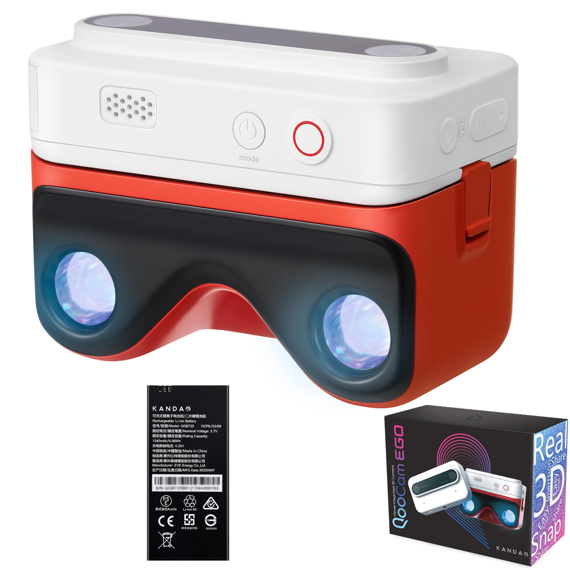 KanDao QooCam Ego Standalone 3D Camera with one more replacement battery
