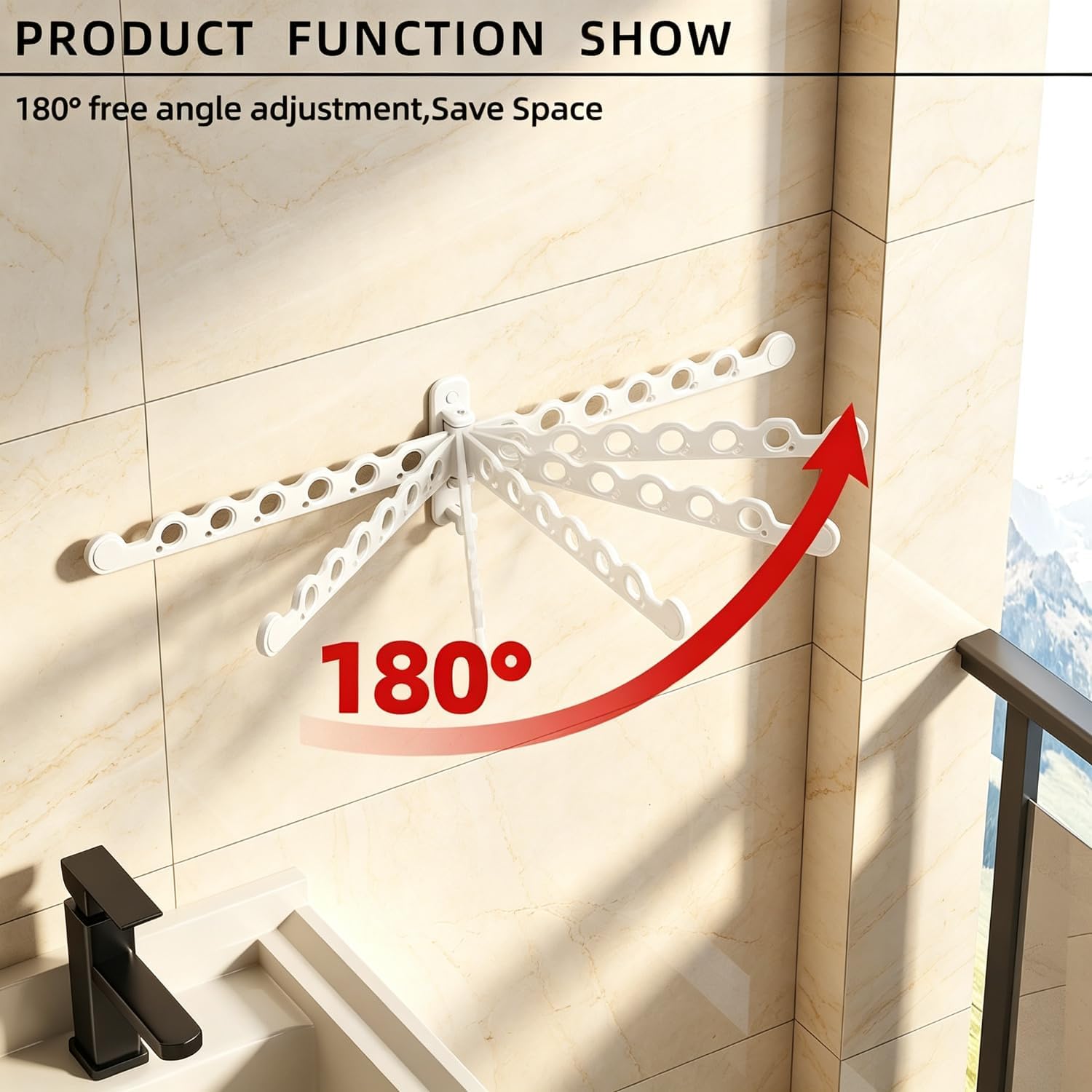 Wall Mounted Clothes Hanger Rack Folding Wall Mounted Clothes Hanger for Laundry (LR DryRack 6K W2)