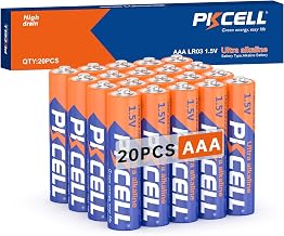 PKCELL 20 x AAA 1.5V LR03 Disposable Alkaline Batteries for Keyboards, Mouses, Remote Controls, 10 Years Life