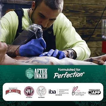 After Inked Tattoo Aftercare Lotion Moisturizing Balm for Inked Skin, Featured on Ink Master, Hydrating Skin Nourishment Cream with Grape Seed Oil, Gentle Daily Tattoo Maintenance, 3oz Tube, 1 Pack
