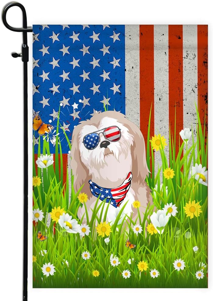 Schnauzer American USA Flag 4th of July Dog Lover On Independence Day (28" x 40") USA House Flag Premium Decorative Yard Outdoor Flags
