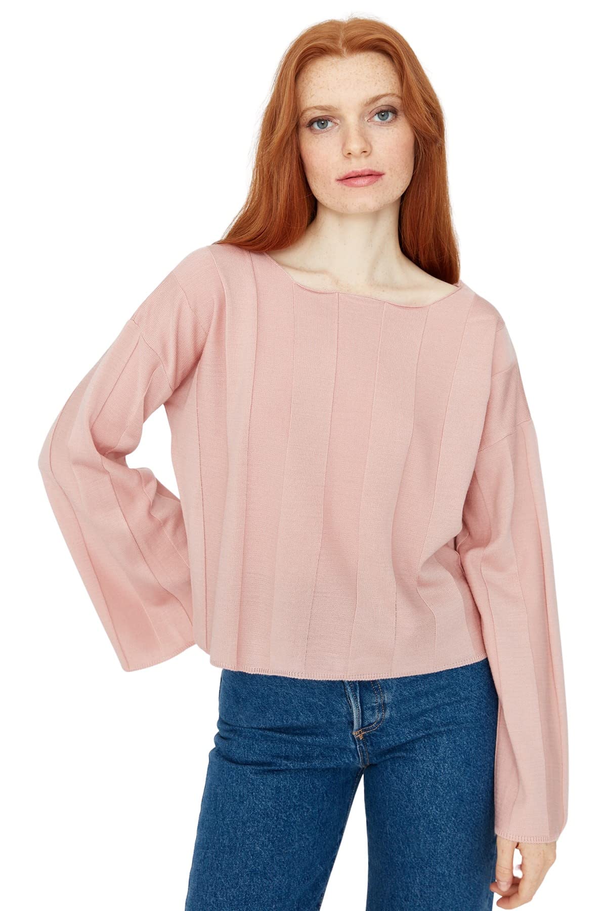 Trendyol Women Oversize Basic Boat Neck Knitwear Sweater