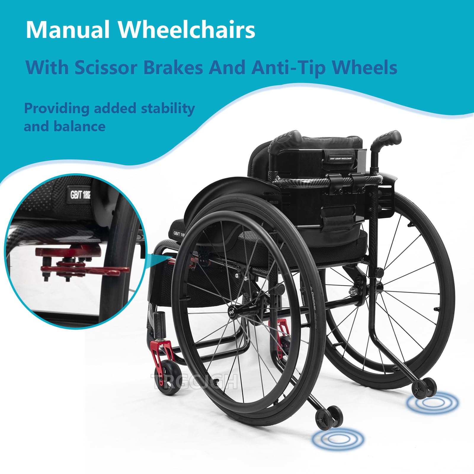 Sillas de Ruedas Adulto, deportiva, Silla de ruedas manual, Aluminio, Autopropulsable, Para minusválidos(38cm/14.9in Seat,Blue)