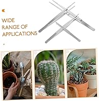 Vista 2 de 4 pinzas de acero inoxidable para jardinería suculenta, puntas curvas y rectas para proyectos de cuidado de plantas de precisión y herramientas