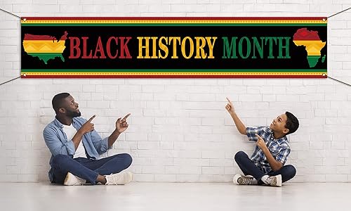 Miniatura 4 de Nepnuser Cartel colgante de valla del mes de la historia negra, decoración de fiesta nacional afroamericana, orgullo negro, grande, hogar, jardín,