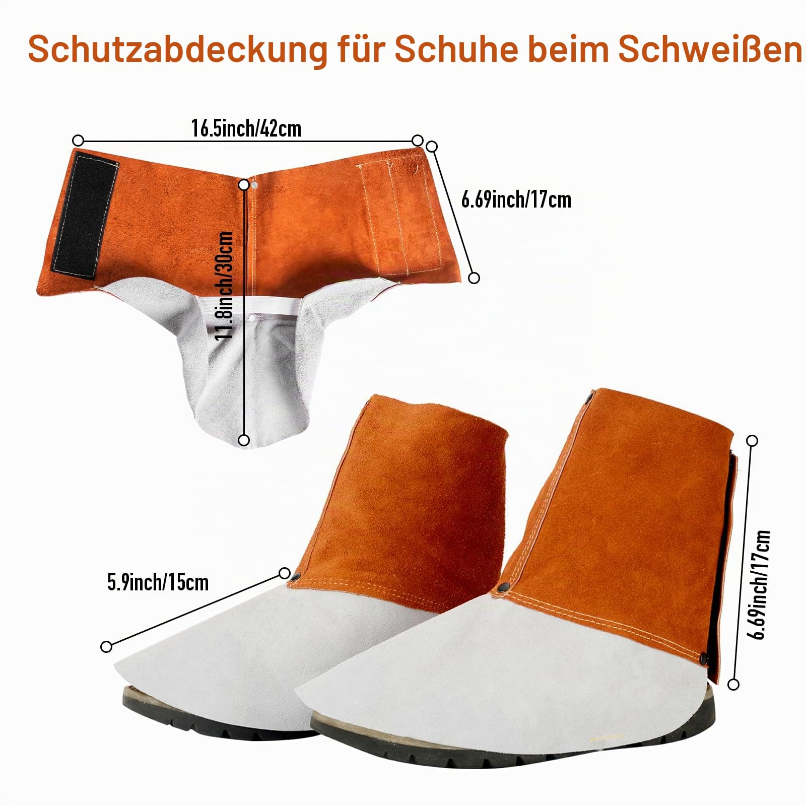 QeeLink Leder Schweißgamaschen - Hitze- und Abriebfeste Schweiß Stiefelabdeckungen - Schuhschutz - Schweißschuhen, 1 Paar