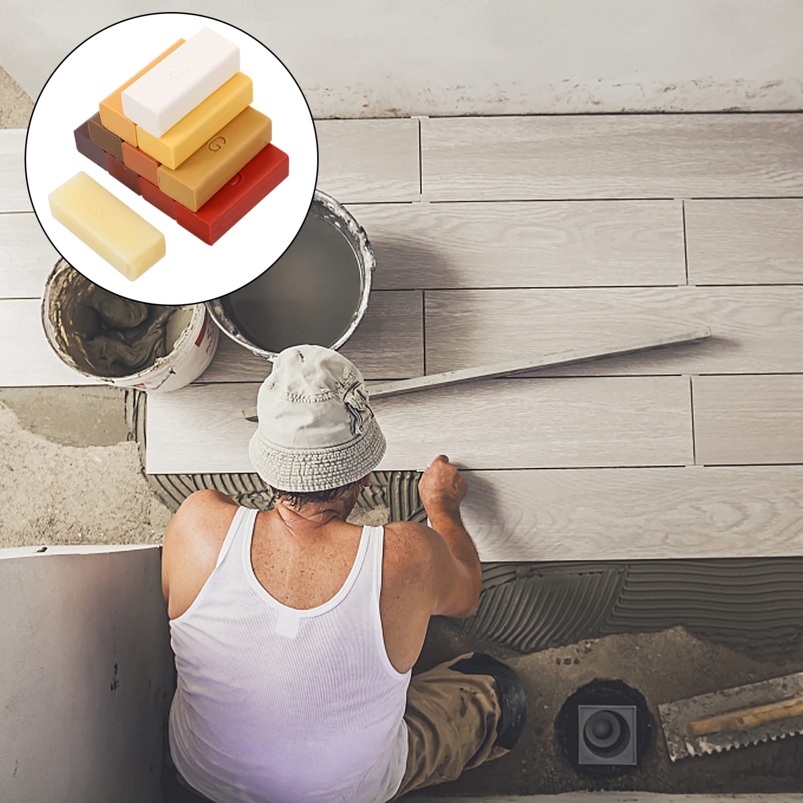 Mikinona Kit per Riparazione Legno Cera di Paraffina per Mobili e Pavimenti, Copertura Imperfezioni e Riparazione Bordi Consumati, Set