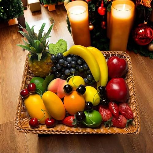 Miniatura 10 de 27 piezas de mezcla falsa de frutas para decoración del hogar, frutas artificiales, decoraciones de Navidad, imitación de limón, uvas, plátano,