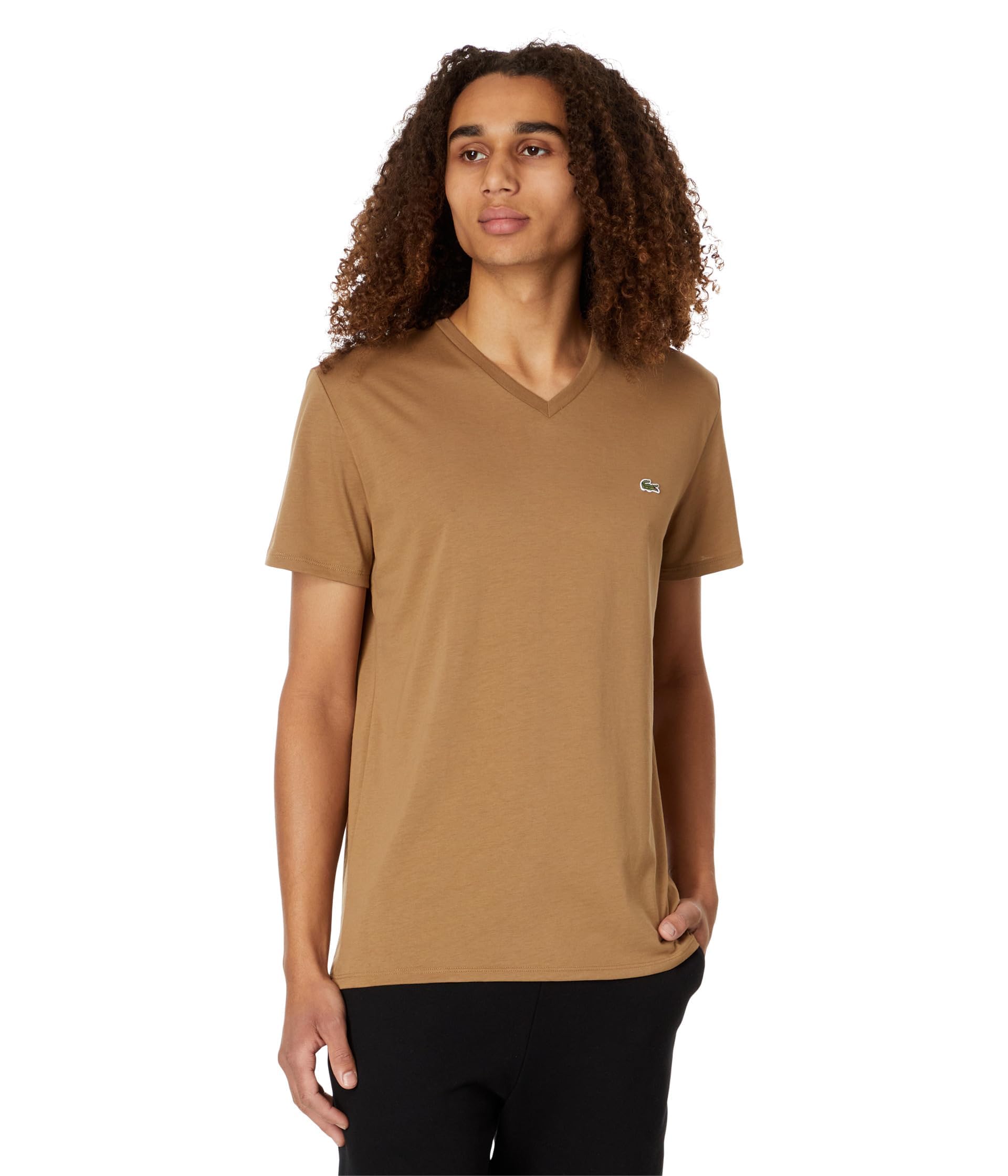 Lacoste Men's Short Sleeve V-Neck Pima Cotton Jersey T-Shirt