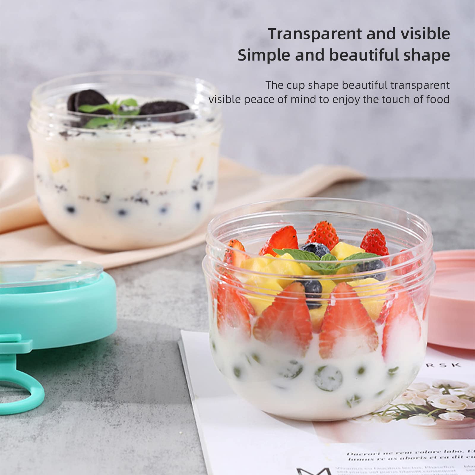 Orion | Tazza per yogurt con cucchiaio - 2 pezzi - 370 ml - Contenitore per il pranzo - Senza