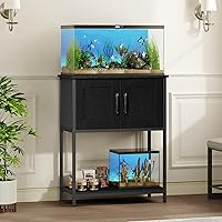 MAHANCRIS 10 Gallon Fish Tank Stand with Storage Cabinet - Heavy Duty Metal Frame for Aquarium, Reptile Turtle Tanks, 23.6x11.8in Black FTBK2101