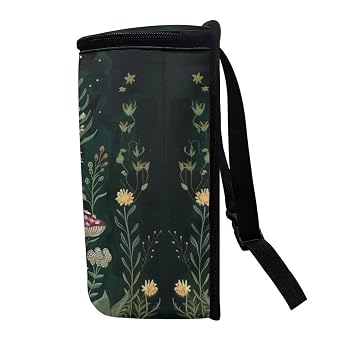 Moon Mushroom Moth Car Trash Can Foldable with Adjustable Straps Organizer Bag for Trip Camping Picnic Auto Garbage Can for Console Front Rear Seat Trash Bin for SUV Van Sedan Truck
