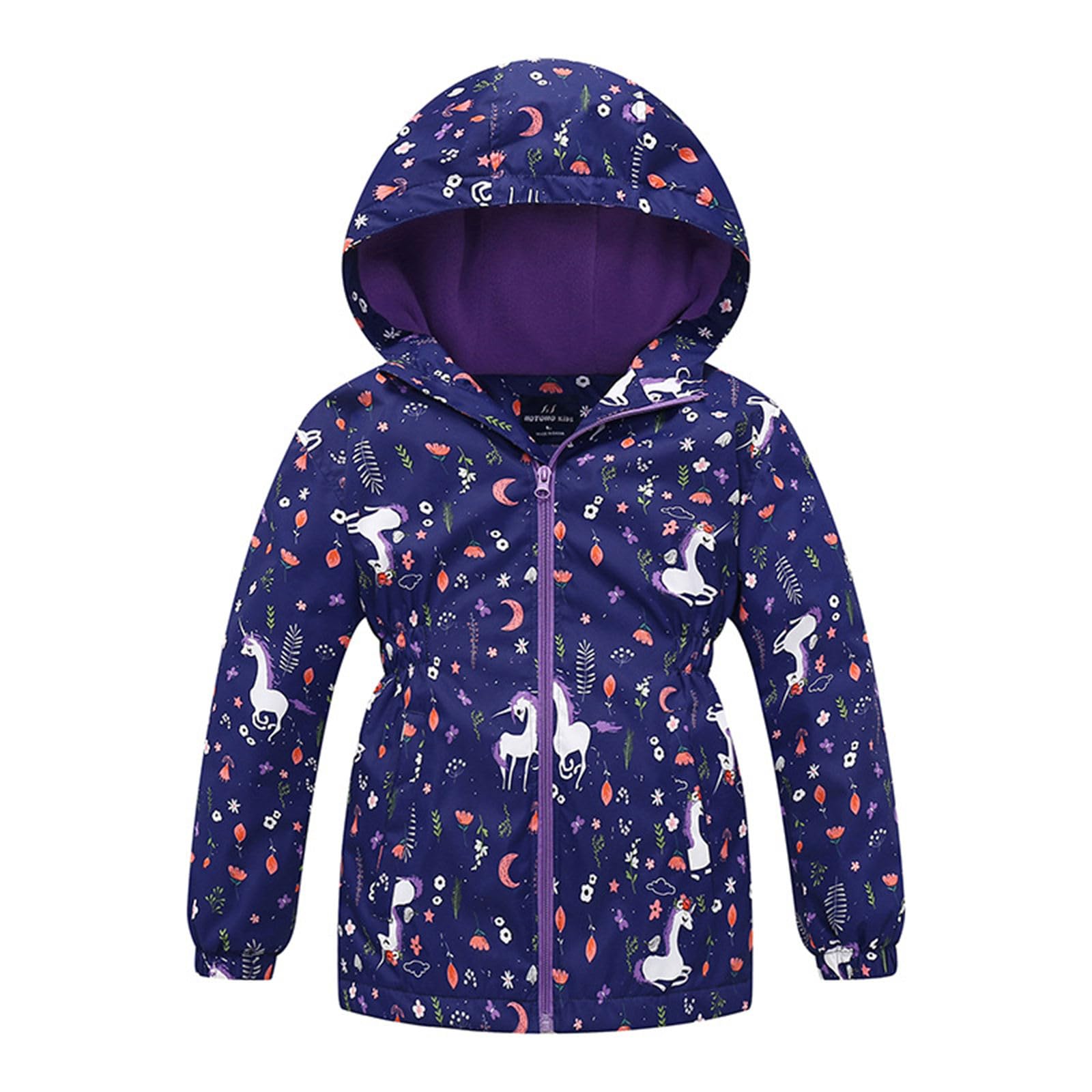 Softshell Veste Fille Imperméable Veste de Pluie Polaire Enfant Hiver Déperlante et Coupe-vent Impression Blouson à Capuche