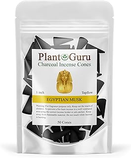 Egyptian Musk Charcoal Incense Cones 1" TOPFLOW - 50 Pack - Natural Scented Cones Handmade Hand Dipped