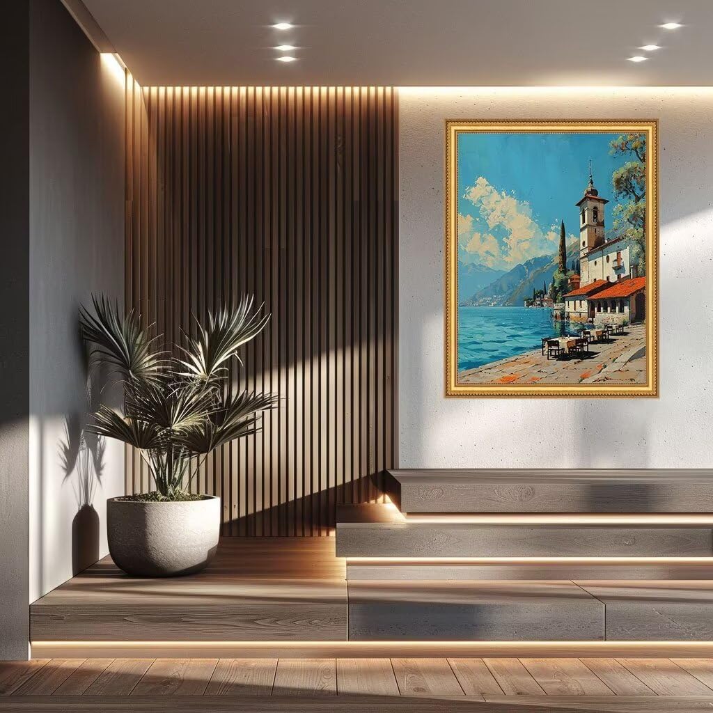 数字油絵 美しさ シーサイドペイントバイナンバー DIY 大人 初心者向け デジタル油絵 数字塗り絵 キット 手塗り 数字キットによ