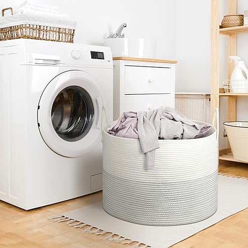 Miniatura 7 de LOVSTORAGE Cesta grande de cuerda de 20.5 x 14.5 pulgadas con tapa, cesta de almacenamiento tejida para ropa sucia para bebé, canasta decorativa