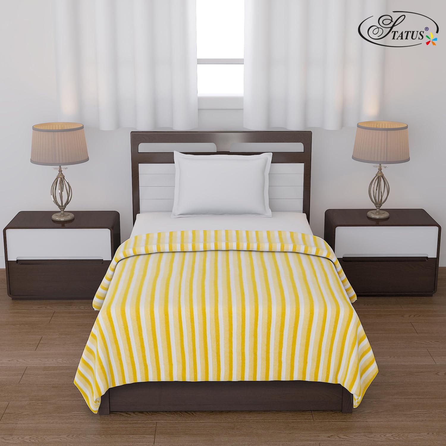 Status Contract All Season Multipurpose Single Bed Polar Fleece Blanket/Summer AC Blanket (Yellow)-image-26