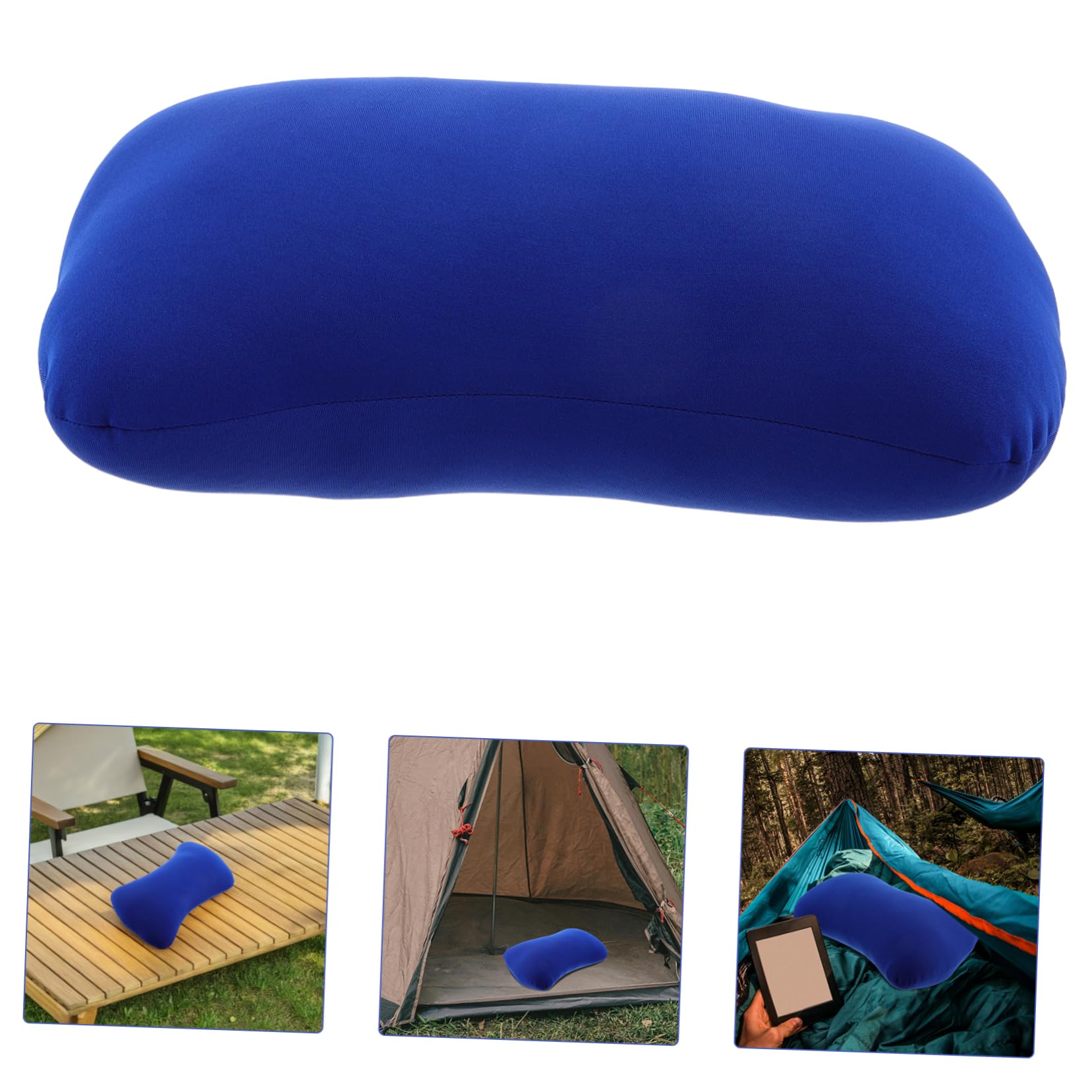 Mikikit Almohada Cuello de Espuma Ligera Forma de Hueso, Portátil y Mini, Adecuado para Camping al Aire Libre y Viajes, Fabricada en Poliéster Spandex Azul