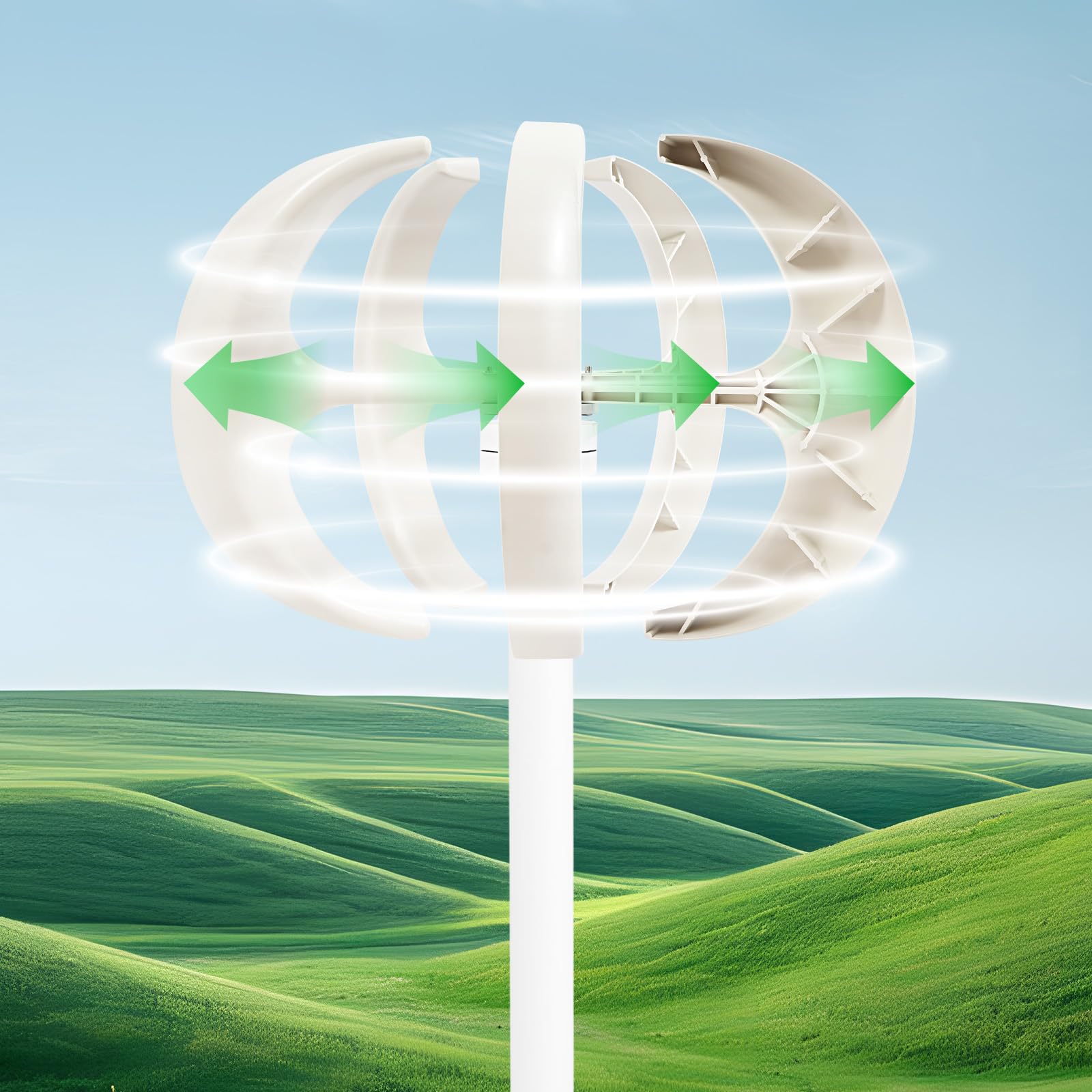 Fetcoi White Wind Turbine Generator Kit - 600W Dc12v Wind Turbine Vertical, Electricity Producer Equipment, Power Supplementation( 12V)