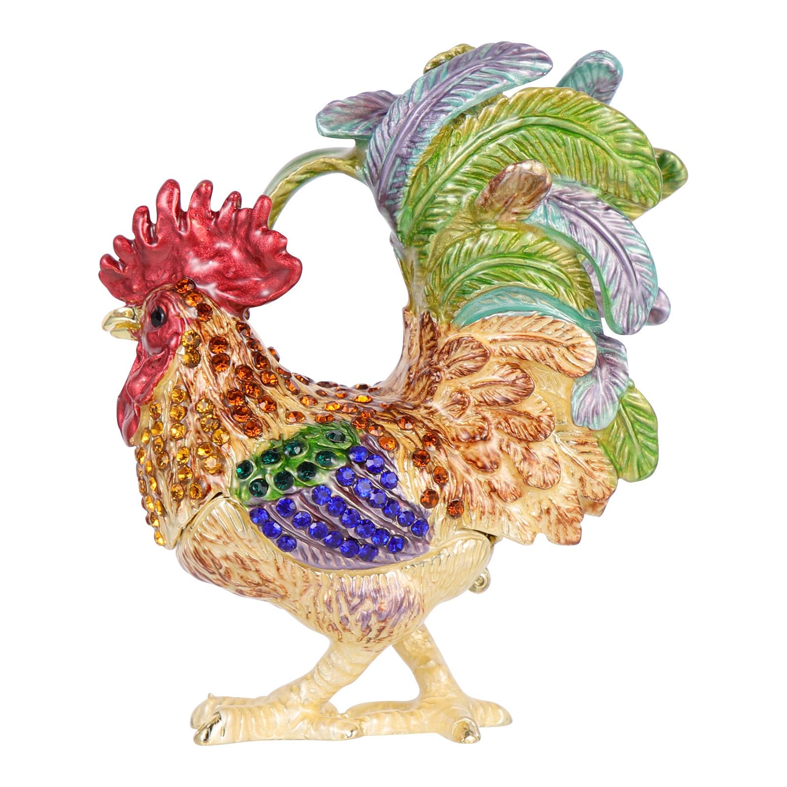 Boîte à bijoux coq bleu en alliage pour ranger vos bijoux éparpillés