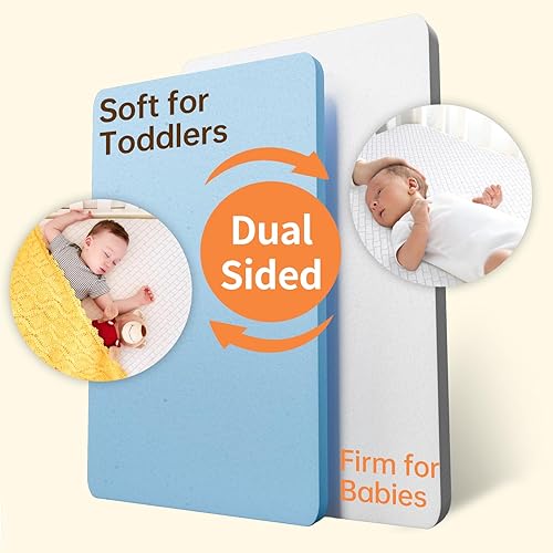 Miniatura 3 de Colchón Pack and Play, espuma viscoelástica suave y firme de alta densidad de doble cara, transpirable, portátil, con funda extraíble, parte