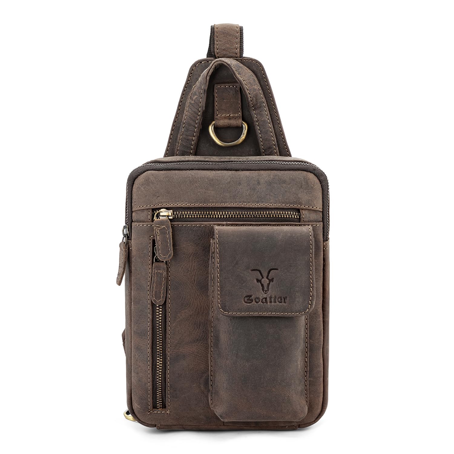 Genuine Leather Chest Crossbody Sling Backpack Bag Travel Bike Gym Daypack for Men And Women-image-3
