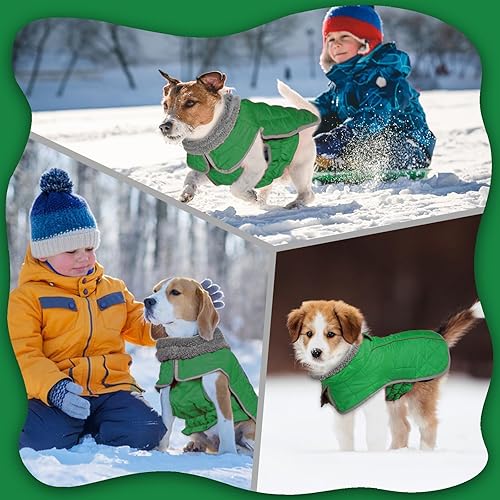 Vista 49 de Fragralley Abrigo de invierno para perro, chaqueta de forro polar reflectante impermeable y resistente al viento con agujero para arnés, chaleco