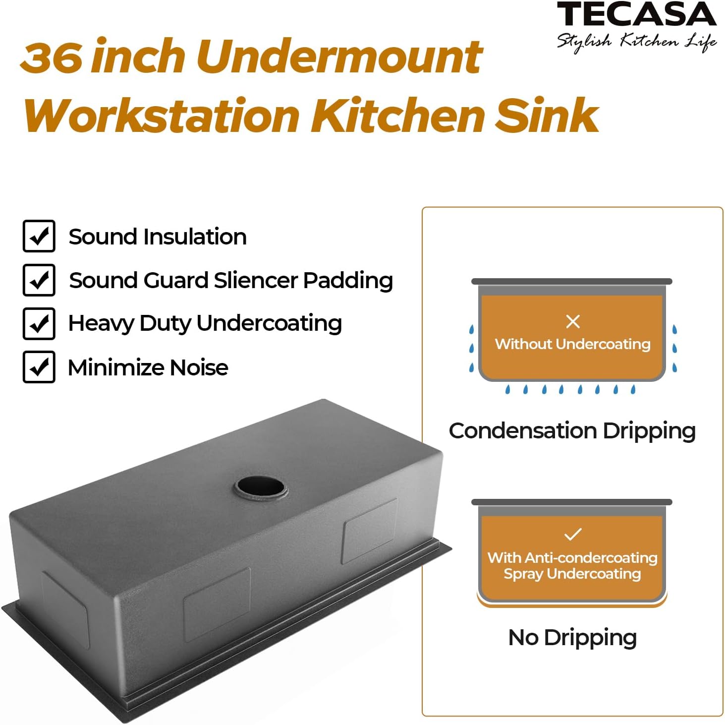 36 inch Kitchen Sink & 3/4 HP Batch Feed Garbage Disposal