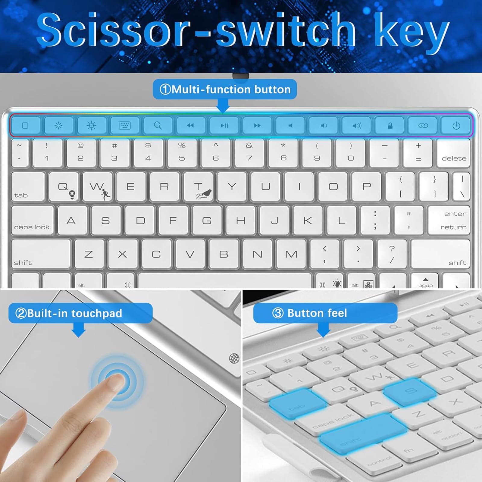 Funda con Teclado Español Rotación 360° para iPad Air 11" M2/M3/M4 (2026),Air 4/5 10.9", iPad 10th /11th A16, iPad Pro 11" (2018-2022),Retroiluminado,Trackpad Click-Plateado