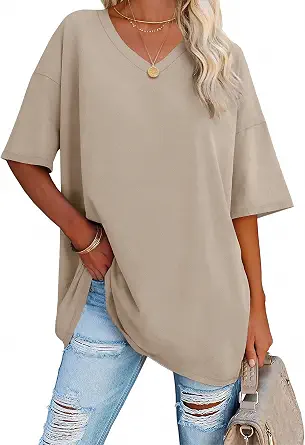 Women's Oversized V-Neck Shirt - Plus Size Spring & Summer Casual Top