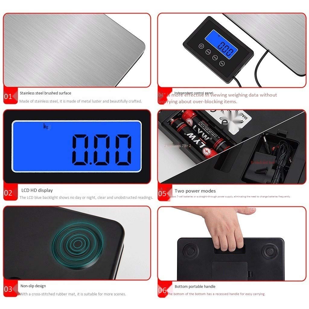 Báscula electrónica de alta precisión, plata digital, 180 kg/50 g, pesaje postal profesional, plataforma de acero inoxidable, básculas de frutas para tiendas comerciales, pesaje de cocina, báscula pa