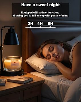 Candle Warmer Lamp with Timer, Dimmable, Adjustable Height, Black