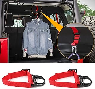 JeCar 2PCS Roll Bar Coat Hanger Clothes Hook for Jeep Wrangler CJ YJ TJ LJ JK JKU JL JLU JT Sports Sahara Freedom Rubicon & Unlimited X 2/4 Door (Red)