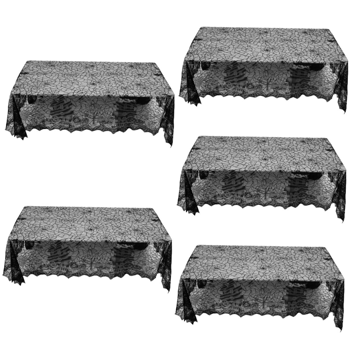 Cabilock 5 Pz Tovaglia Di Halloween Casa Delle Tartarughe Accessori Per Rettili Finta Ragnatela Piante Di Per Recinzione Luce Di Festa Decorazione Artificiale Gnomi Black Pizzo