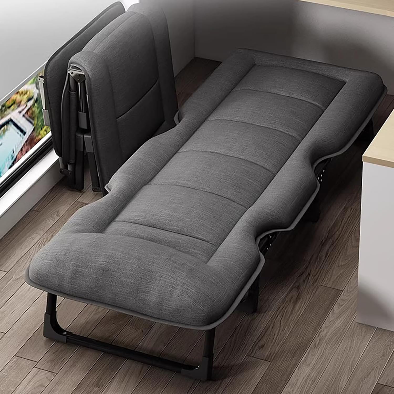 Guest Bed With Foam Mattress, Folding Bed Single Sofa Bed Foldable Bed Camping Bed Fold Away Bed, Anti-slip Fold Up Bed Camp Beds For Adults, Portable Pull Out Bed Load Bearing 200KG, 190×75×30cm ( Si