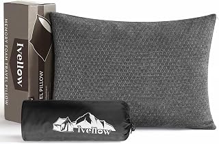 Ivellow Shredded Memory Foam Travel Pillow - Compact Supportive Camping Backpacking Pillow for Hiking Outdoor Adventures