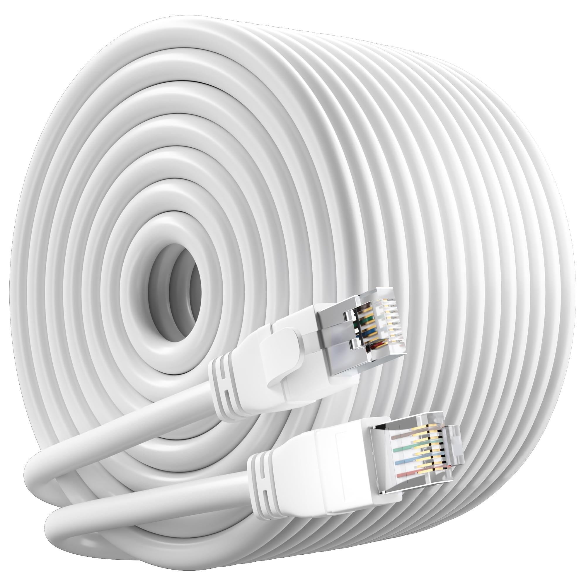 Cavo Ethernet FTP schermato Cat 6 per esterni, 10 Gbps, 550 MHz, 23 AWG, rame puro OFC, resistente ai raggi UV, per interni/esterni, cavo Internet LAN RJ45 per router/server/PC/telecamera IP, bianco