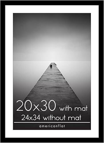 Americanflat Marco para póster de 20 x 30 pulgadas con paspartú o póster de 24 x 34 pulgadas, sin paspartú, en madera negra de ingeniería con