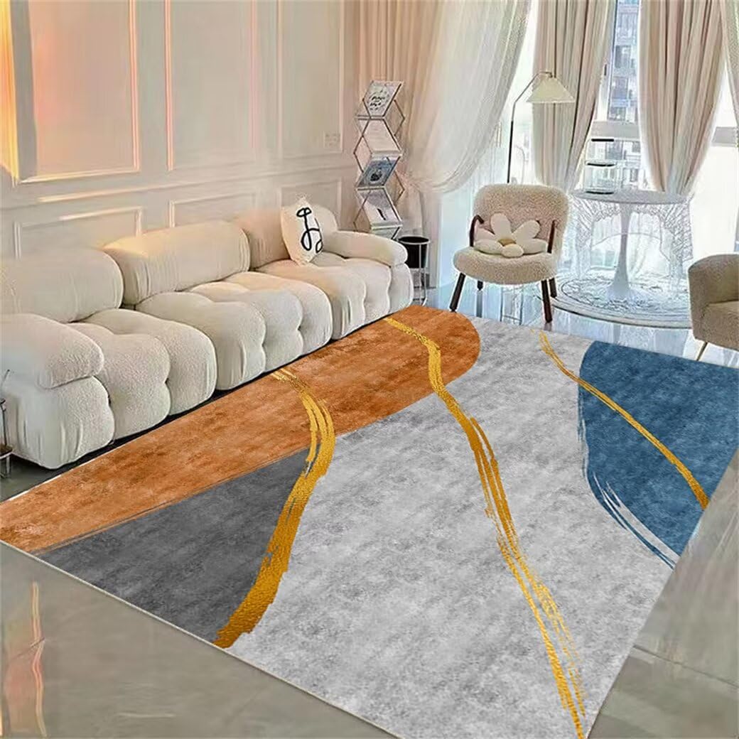 Tapis salon lavable en machine 250x300cm gris moderne pour grande chambre