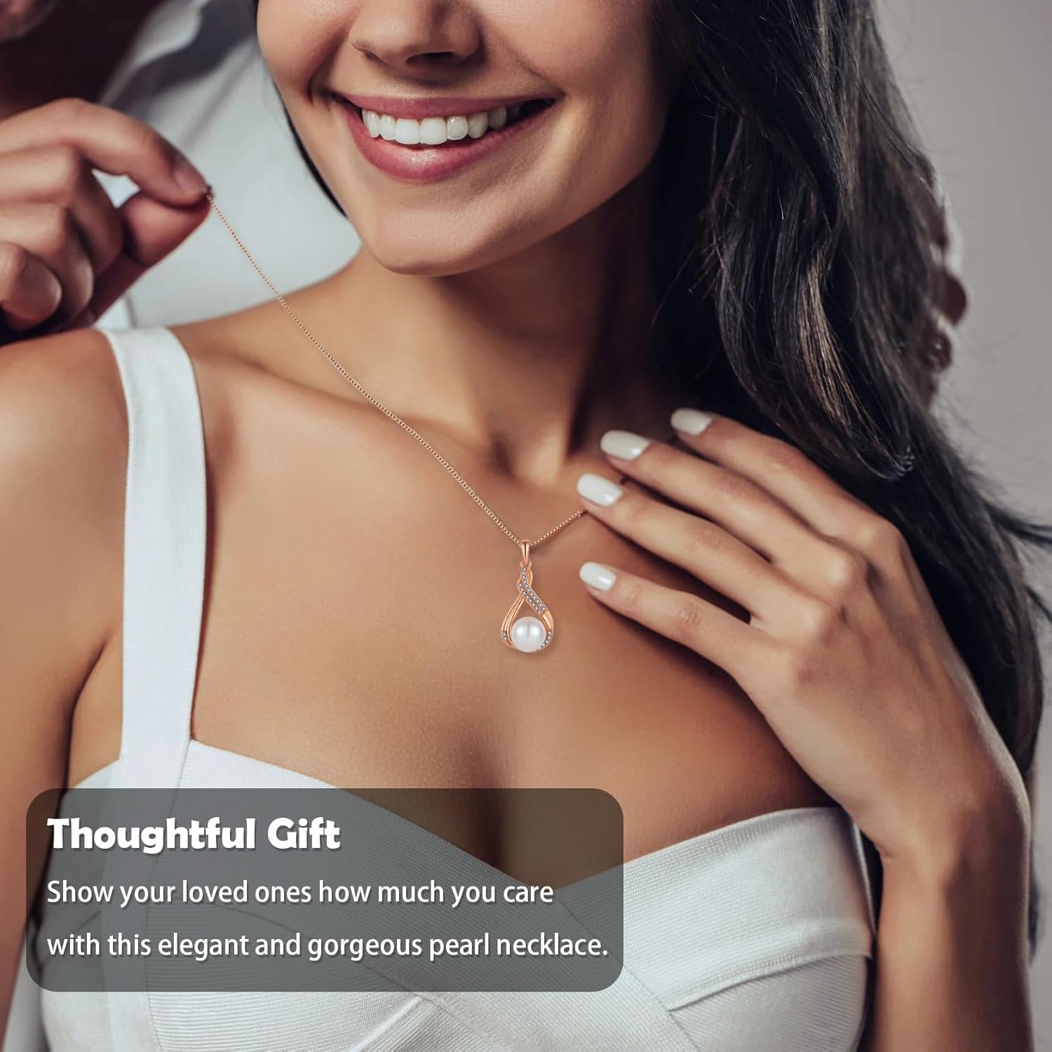 Celtic Infinity Pearl Pendant Necklace for Women, 925 Sterling Silver Good Luck Irish Pendant with 10MM Freshwater Cultured Pearl, White/Rose/ 14K Gold Plated Jewelry Gift - Image 4