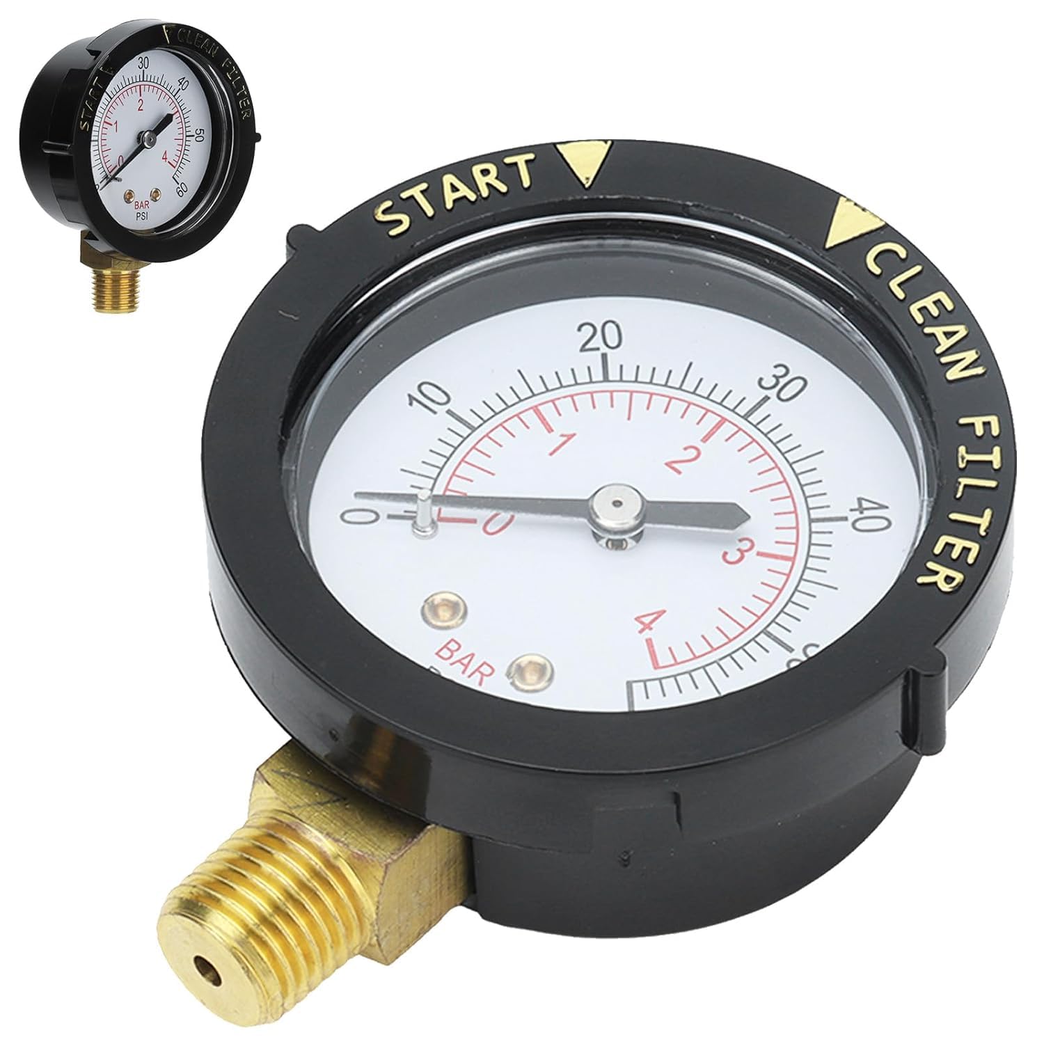 Contador de agua, 0-60 psi/0-4bar, rosca exterior G1/4, manómetro de presión para depósito de arena, manómetro de doble escala para medir aire, agua, aceite y gas