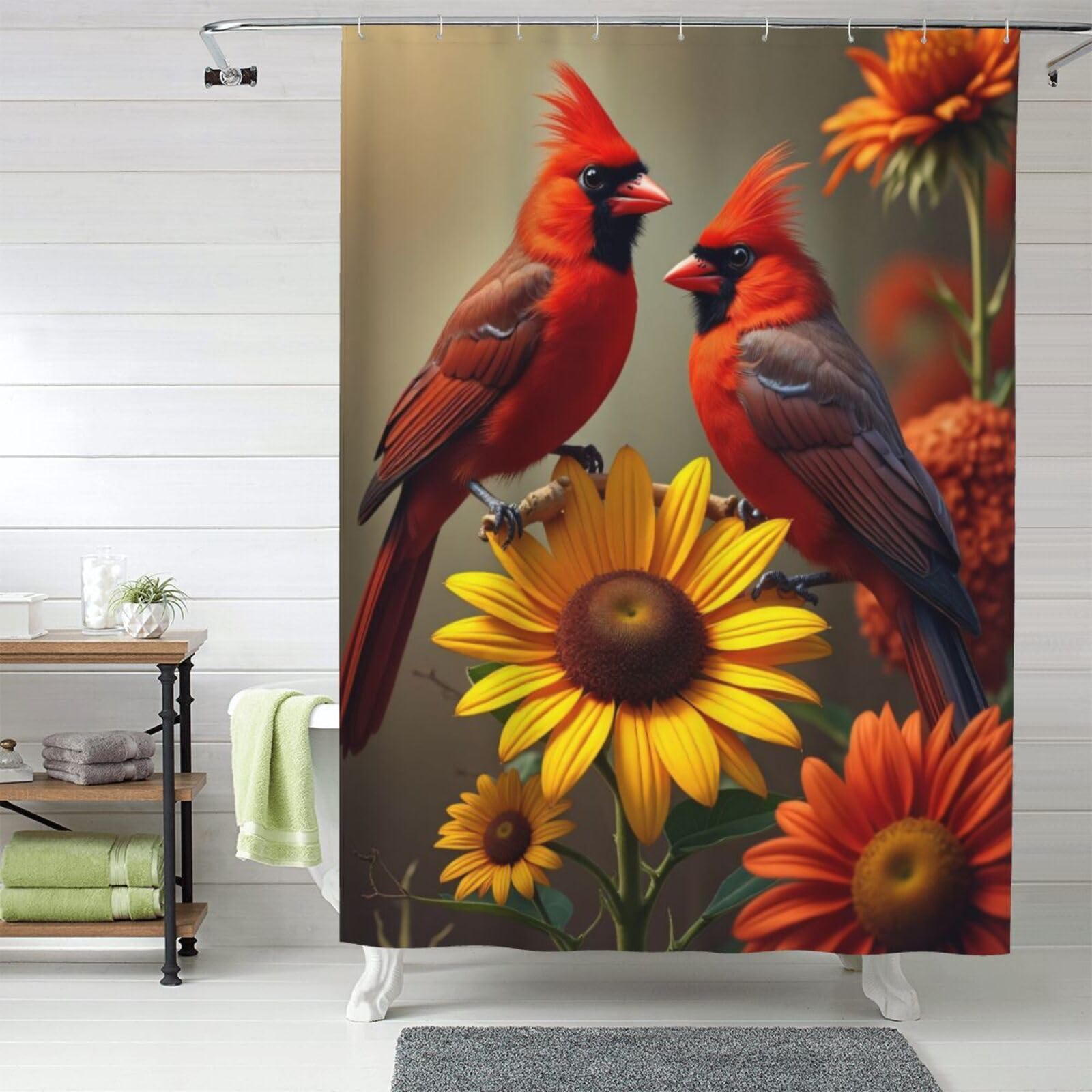 Rideau de douche cardinal en tissu épais et résistant n° 116 pour salle de bain chic