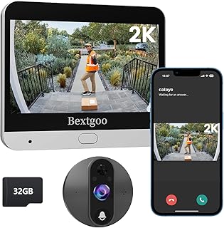 2K Video Peephole Doorbell Camera with 32GB Memory Card, Door Viewer with 4.3" Color